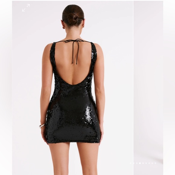 Meshki Ayla Black Sequin Mini Dress Size Small - Picture 2 of 4